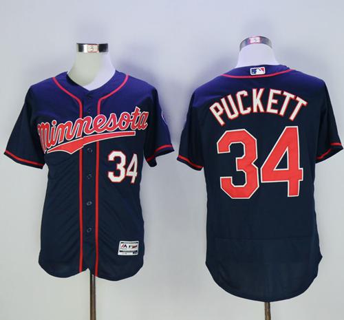 Twins #34 Kirby Puckett Navy Blue Flexbase Authentic Collection Stitched MLB Jersey
